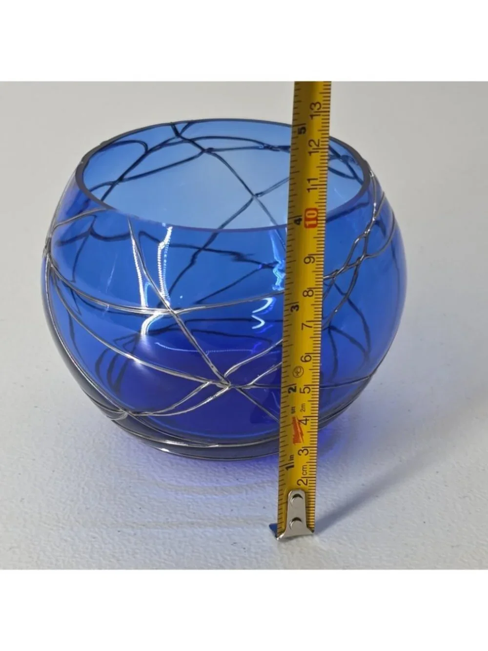 Partylite Calypso Cobalt Blue Silver Glass Candle Votive Tea Light Holder 4 X 5